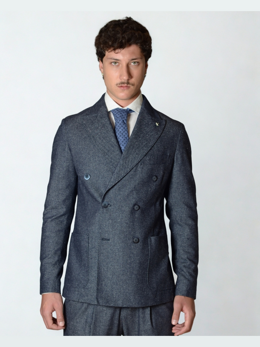At.p.co. giacca doppiopetto modello svevo bluette