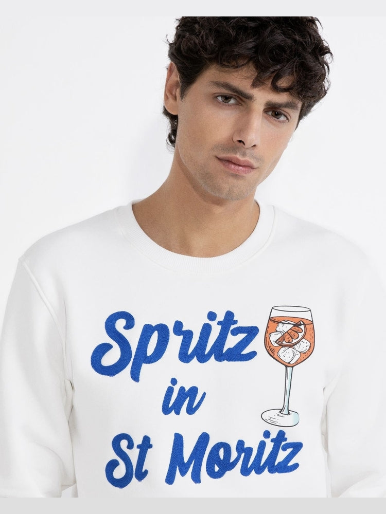 Felpa Superculture con ricamo "Spritz in St Moritz"
