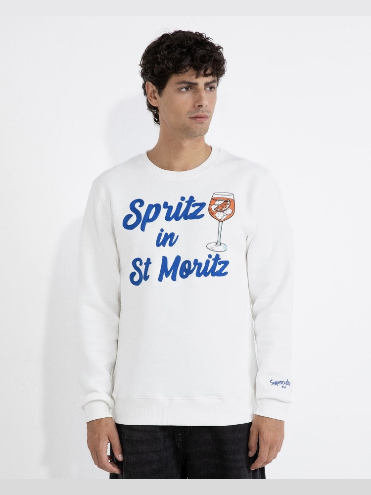 Felpa Superculture con ricamo "Spritz in St Moritz"