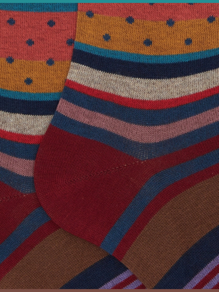 Calze Gallo lunghe a righe mix pois