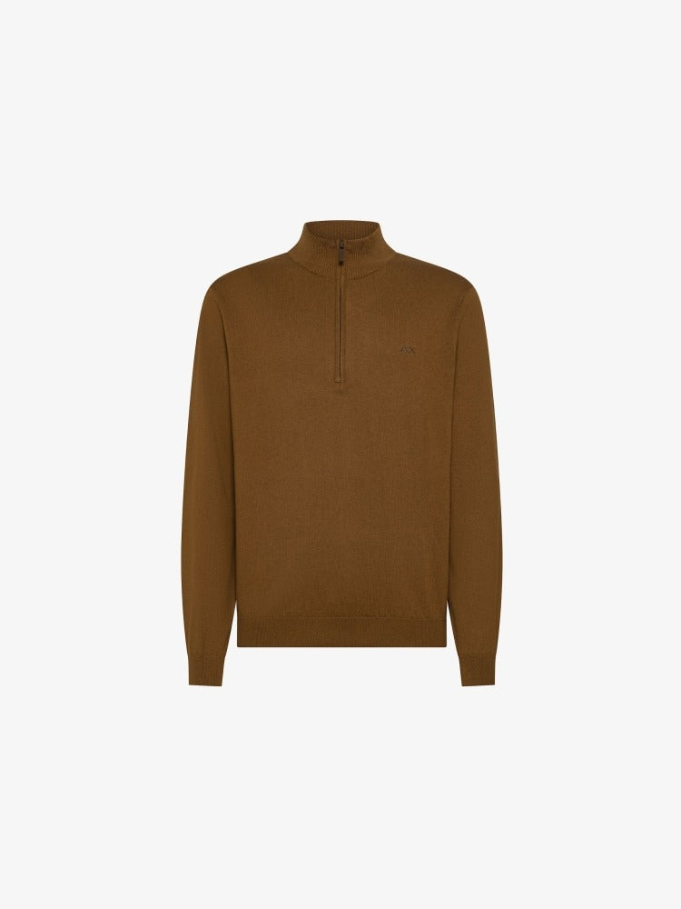 Maglia Sun68 lupetto con zip in misto lana