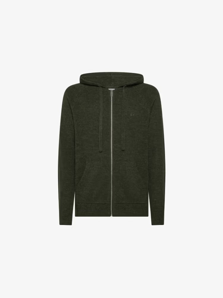 Maglia Sun68 modello felpa con cappuccio in lana e alpaca