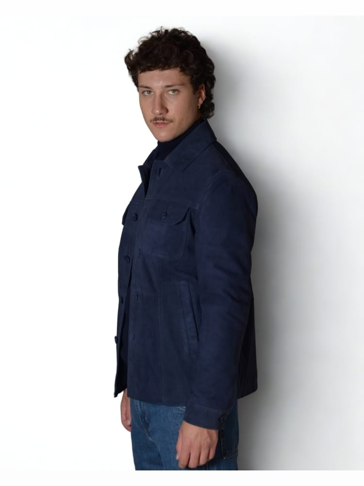 Giacca Talenti in pelle scamosciata modello camicia