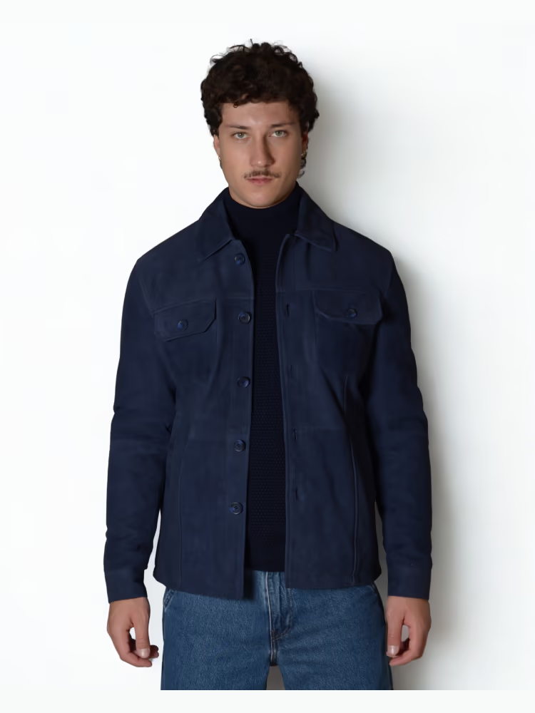 Giacca Talenti in pelle scamosciata modello camicia